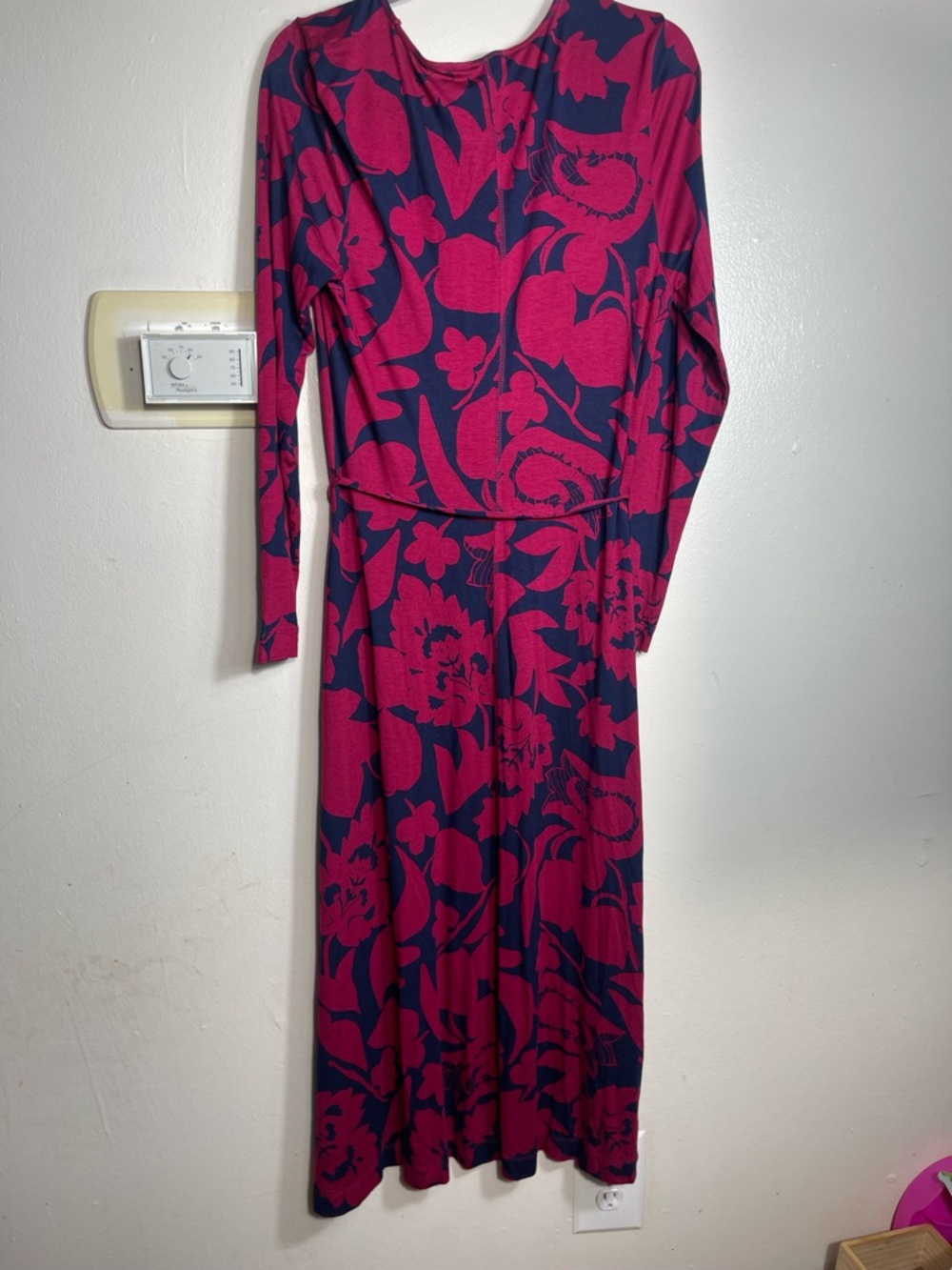 Boden Lucy Jersey Midi Dress Warm Cranberry Tulip Bloom Floral NWT Size 10 - Picture 5 of 7